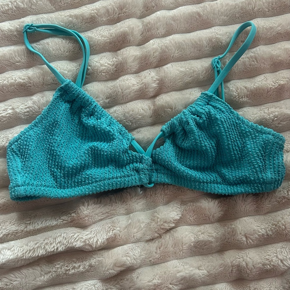 Aerie Turquoise Knit Bikini Top